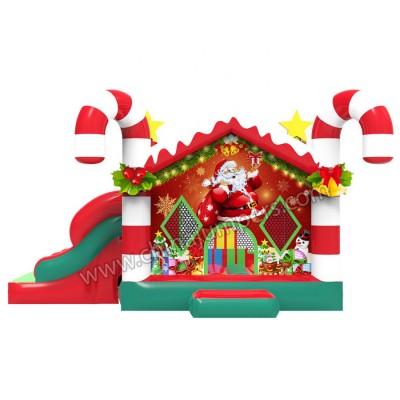 Good quality commercial PVC Inflatable Christmas Santa bounce combo with slide holiday China inflatable factory customized