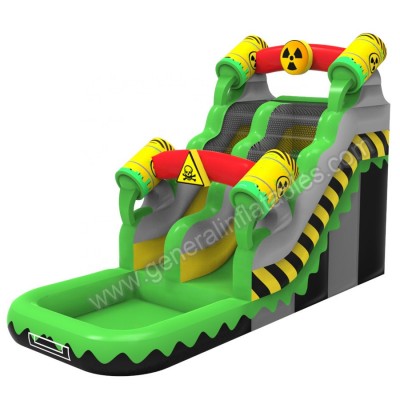 Hot sale inflatable biohazard water slides,new design inflatable slide with detachable pool