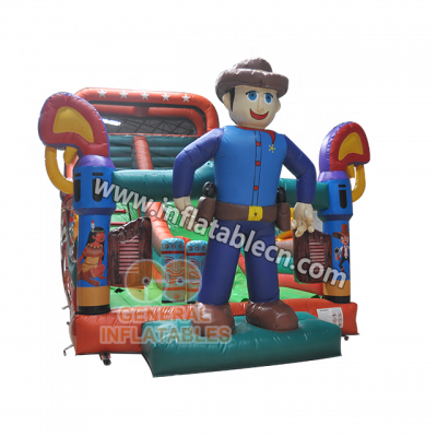 2020 New Western cowboy slide best design Inflatable Jump Bouncer Castle Slip and Slide